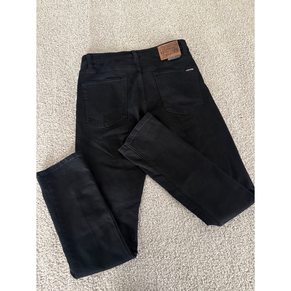 Volcom Mens Water Aware Black Denim Jeans 32x32 A1931510 Slim Fit Skateboard